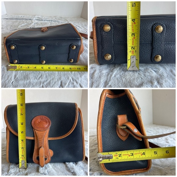 Dooney & Bourke Vintage Blue Pebbled Leather with Brown Trim Flap Shoulder Bag - Picture 16 of 16